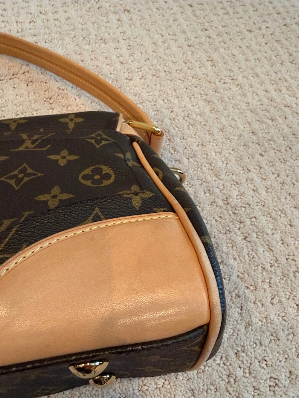 Louis Vuitton Beverly Monogram Shoulder Bag in Brown and Tan with Gold Hardware - Picture 7 of 15